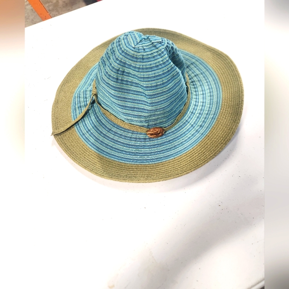 Panama Jack Striped Blue and Green Sun Hat